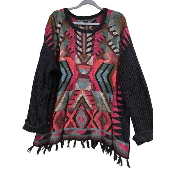PERUVIAN CONNECTION Women’s Aztec Boho Alpaca Multicolored Pullover Sweater, 2XL - Picture 1 of 3